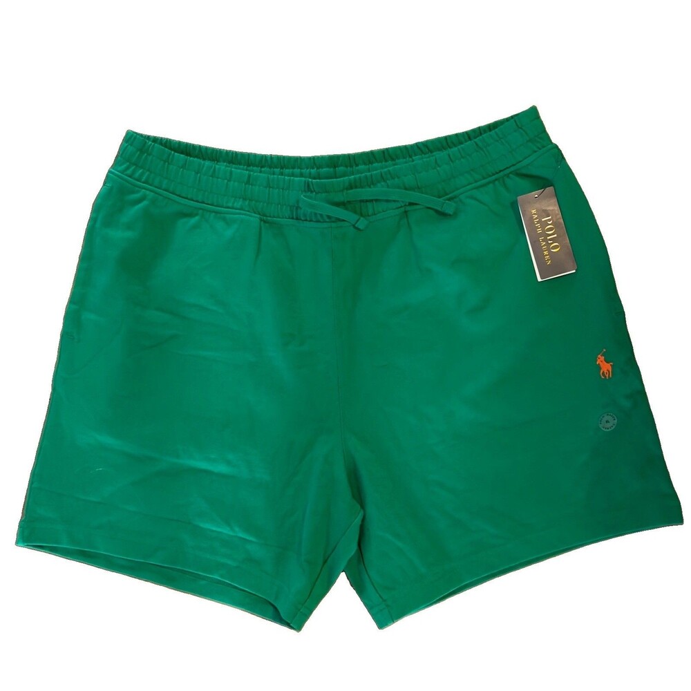 NWT Polo Ralph Lauren Men Classic Fleece shorts Size XL Cruise Green Orange Pony